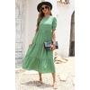 image:imagePRETTYGARDEN Summer Dresses for Women 2026 Casual Floral Boho Midi Sun Dress Puff Short Sleeve Flowy Beach Vacation SundressGreen
