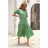 image:imagePRETTYGARDEN Summer Dresses for Women 2026 Casual Floral Boho Midi Sun Dress Puff Short Sleeve Flowy Beach Vacation SundressGreen