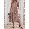image:imagePRETTYGARDEN Summer Dresses for Women 2026 Casual Floral Boho Midi Sun Dress Puff Short Sleeve Flowy Beach Vacation SundressKhaki Black Leopard
