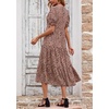 image:imagePRETTYGARDEN Summer Dresses for Women 2026 Casual Floral Boho Midi Sun Dress Puff Short Sleeve Flowy Beach Vacation SundressKhaki Black Leopard