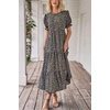 image:imagePRETTYGARDEN Summer Dresses for Women 2026 Casual Floral Boho Midi Sun Dress Puff Short Sleeve Flowy Beach Vacation SundressNavy Floral