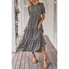 image:imagePRETTYGARDEN Summer Dresses for Women 2026 Casual Floral Boho Midi Sun Dress Puff Short Sleeve Flowy Beach Vacation SundressNavy Floral
