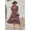 image:imagePRETTYGARDEN Summer Dresses for Women 2026 Casual Floral Boho Midi Sun Dress Puff Short Sleeve Flowy Beach Vacation SundressPink