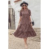 image:imagePRETTYGARDEN Summer Dresses for Women 2026 Casual Floral Boho Midi Sun Dress Puff Short Sleeve Flowy Beach Vacation SundressPink
