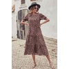 image:imagePRETTYGARDEN Summer Dresses for Women 2026 Casual Floral Boho Midi Sun Dress Puff Short Sleeve Flowy Beach Vacation SundressPink