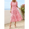 image:imagePRETTYGARDEN Summer Dresses for Women 2026 Casual Floral Boho Midi Sun Dress Puff Short Sleeve Flowy Beach Vacation SundressPink Red Floral