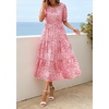 image:imagePRETTYGARDEN Summer Dresses for Women 2026 Casual Floral Boho Midi Sun Dress Puff Short Sleeve Flowy Beach Vacation SundressPink Red Floral