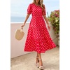 image:imagePRETTYGARDEN Summer Dresses for Women 2026 Casual Floral Boho Midi Sun Dress Puff Short Sleeve Flowy Beach Vacation SundressPolka Dot Red White