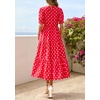 image:imagePRETTYGARDEN Summer Dresses for Women 2026 Casual Floral Boho Midi Sun Dress Puff Short Sleeve Flowy Beach Vacation SundressPolka Dot Red White