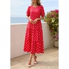 image:imagePRETTYGARDEN Summer Dresses for Women 2026 Casual Floral Boho Midi Sun Dress Puff Short Sleeve Flowy Beach Vacation SundressPolka Dot Red White