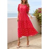 image:imagePRETTYGARDEN Summer Dresses for Women 2026 Casual Floral Boho Midi Sun Dress Puff Short Sleeve Flowy Beach Vacation SundressPolka Dot Red White