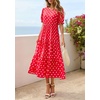 image:imagePRETTYGARDEN Summer Dresses for Women 2026 Casual Floral Boho Midi Sun Dress Puff Short Sleeve Flowy Beach Vacation SundressPolka Dot Red White