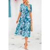 image:imagePRETTYGARDEN Summer Dresses for Women 2026 Casual Floral Boho Midi Sun Dress Puff Short Sleeve Flowy Beach Vacation SundressPrint Blue