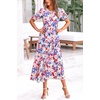 image:imagePRETTYGARDEN Summer Dresses for Women 2026 Casual Floral Boho Midi Sun Dress Puff Short Sleeve Flowy Beach Vacation SundressPrint Multicolored