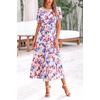 image:imagePRETTYGARDEN Summer Dresses for Women 2026 Casual Floral Boho Midi Sun Dress Puff Short Sleeve Flowy Beach Vacation SundressPrint Multicolored