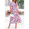 image:imagePRETTYGARDEN Summer Dresses for Women 2026 Casual Floral Boho Midi Sun Dress Puff Short Sleeve Flowy Beach Vacation SundressPrint Multicolored