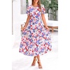 image:imagePRETTYGARDEN Summer Dresses for Women 2026 Casual Floral Boho Midi Sun Dress Puff Short Sleeve Flowy Beach Vacation SundressPrint Multicolored