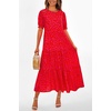 image:imagePRETTYGARDEN Summer Dresses for Women 2026 Casual Floral Boho Midi Sun Dress Puff Short Sleeve Flowy Beach Vacation SundressPrint Red