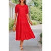 image:imagePRETTYGARDEN Summer Dresses for Women 2026 Casual Floral Boho Midi Sun Dress Puff Short Sleeve Flowy Beach Vacation SundressPrint Red