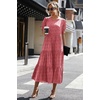image:imagePRETTYGARDEN Summer Dresses for Women 2026 Casual Floral Boho Midi Sun Dress Puff Short Sleeve Flowy Beach Vacation SundressRed