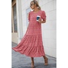 image:imagePRETTYGARDEN Summer Dresses for Women 2026 Casual Floral Boho Midi Sun Dress Puff Short Sleeve Flowy Beach Vacation SundressRed