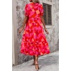 image:imagePRETTYGARDEN Summer Dresses for Women 2026 Casual Floral Boho Midi Sun Dress Puff Short Sleeve Flowy Beach Vacation SundressRed Block