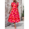 image:imagePRETTYGARDEN Summer Dresses for Women 2026 Casual Floral Boho Midi Sun Dress Puff Short Sleeve Flowy Beach Vacation SundressRed Block
