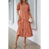 image:imagePRETTYGARDEN Summer Dresses for Women 2026 Casual Floral Boho Midi Sun Dress Puff Short Sleeve Flowy Beach Vacation SundressRed Orange Floral