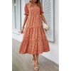 image:imagePRETTYGARDEN Summer Dresses for Women 2026 Casual Floral Boho Midi Sun Dress Puff Short Sleeve Flowy Beach Vacation SundressRed Orange Floral
