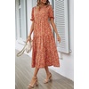 image:imagePRETTYGARDEN Summer Dresses for Women 2026 Casual Floral Boho Midi Sun Dress Puff Short Sleeve Flowy Beach Vacation SundressRed Orange Floral