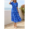image:imagePRETTYGARDEN Summer Dresses for Women 2026 Casual Floral Boho Midi Sun Dress Puff Short Sleeve Flowy Beach Vacation SundressRoyal Blue White