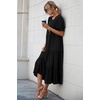 image:imagePRETTYGARDEN Summer Dresses for Women 2026 Casual Floral Boho Midi Sun Dress Puff Short Sleeve Flowy Beach Vacation SundressSolid Black