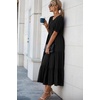 image:imagePRETTYGARDEN Summer Dresses for Women 2026 Casual Floral Boho Midi Sun Dress Puff Short Sleeve Flowy Beach Vacation SundressSolid Black