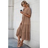 image:imagePRETTYGARDEN Summer Dresses for Women 2026 Casual Floral Boho Midi Sun Dress Puff Short Sleeve Flowy Beach Vacation SundressSolid Dark Khaki