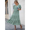 image:imagePRETTYGARDEN Summer Dresses for Women 2026 Casual Floral Boho Midi Sun Dress Puff Short Sleeve Flowy Beach Vacation SundressSolid Green