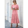 image:imagePRETTYGARDEN Summer Dresses for Women 2026 Casual Floral Boho Midi Sun Dress Puff Short Sleeve Flowy Beach Vacation SundressSolid Grey Pink