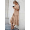 image:imagePRETTYGARDEN Summer Dresses for Women 2026 Casual Floral Boho Midi Sun Dress Puff Short Sleeve Flowy Beach Vacation SundressSolid Khaki