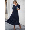 image:imagePRETTYGARDEN Summer Dresses for Women 2026 Casual Floral Boho Midi Sun Dress Puff Short Sleeve Flowy Beach Vacation SundressSolid Navy