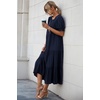 image:imagePRETTYGARDEN Summer Dresses for Women 2026 Casual Floral Boho Midi Sun Dress Puff Short Sleeve Flowy Beach Vacation SundressSolid Navy