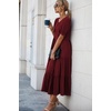 image:imagePRETTYGARDEN Summer Dresses for Women 2026 Casual Floral Boho Midi Sun Dress Puff Short Sleeve Flowy Beach Vacation SundressSolid Wine Red