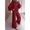 image:imagePRETTYGARDEN Women 2 Piece Hoodies Sweatpants Sweatsuits  Long Sleeve Oversized Hooded Sweatshirts Cotton Wide Leg Sweatpant With Pockets Fall Workout Sets Holiday Travel OutfitsBurgundy
