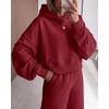 image:imagePRETTYGARDEN Women 2 Piece Hoodies Sweatpants Sweatsuits  Long Sleeve Oversized Hooded Sweatshirts Cotton Wide Leg Sweatpant With Pockets Fall Workout Sets Holiday Travel OutfitsBurgundy