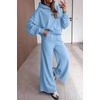 image:imagePRETTYGARDEN Women 2 Piece Hoodies Sweatpants Sweatsuits  Long Sleeve Oversized Hooded Sweatshirts Cotton Wide Leg Sweatpant With Pockets Fall Workout Sets Holiday Travel OutfitsLight Blue