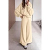 image:imagePRETTYGARDEN Women 2 Piece Hoodies Sweatpants Sweatsuits  Long Sleeve Oversized Hooded Sweatshirts Cotton Wide Leg Sweatpant With Pockets Fall Workout Sets Holiday Travel OutfitsBeige