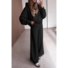 image:imagePRETTYGARDEN Women 2 Piece Hoodies Sweatpants Sweatsuits  Long Sleeve Oversized Hooded Sweatshirts Cotton Wide Leg Sweatpant With Pockets Fall Workout Sets Holiday Travel OutfitsBlack