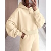 image:imagePRETTYGARDEN Women 2 Piece Hoodies Sweatpants Sweatsuits  Long Sleeve Oversized Hooded Sweatshirts Cotton Wide Leg Sweatpant With Pockets Fall Workout Sets Holiday Travel OutfitsBeige