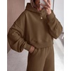 image:imagePRETTYGARDEN Women 2 Piece Hoodies Sweatpants Sweatsuits  Long Sleeve Oversized Hooded Sweatshirts Cotton Wide Leg Sweatpant With Pockets Fall Workout Sets Holiday Travel OutfitsBrown