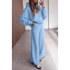 image:imagePRETTYGARDEN Women 2 Piece Hoodies Sweatpants Sweatsuits  Long Sleeve Oversized Hooded Sweatshirts Cotton Wide Leg Sweatpant With Pockets Fall Workout Sets Holiday Travel OutfitsLight Blue