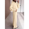 image:imagePRETTYGARDEN Women 2 Piece Hoodies Sweatpants Sweatsuits  Long Sleeve Oversized Hooded Sweatshirts Cotton Wide Leg Sweatpant With Pockets Fall Workout Sets Holiday Travel OutfitsBeige