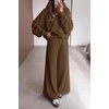 image:imagePRETTYGARDEN Women 2 Piece Hoodies Sweatpants Sweatsuits  Long Sleeve Oversized Hooded Sweatshirts Cotton Wide Leg Sweatpant With Pockets Fall Workout Sets Holiday Travel OutfitsBrown